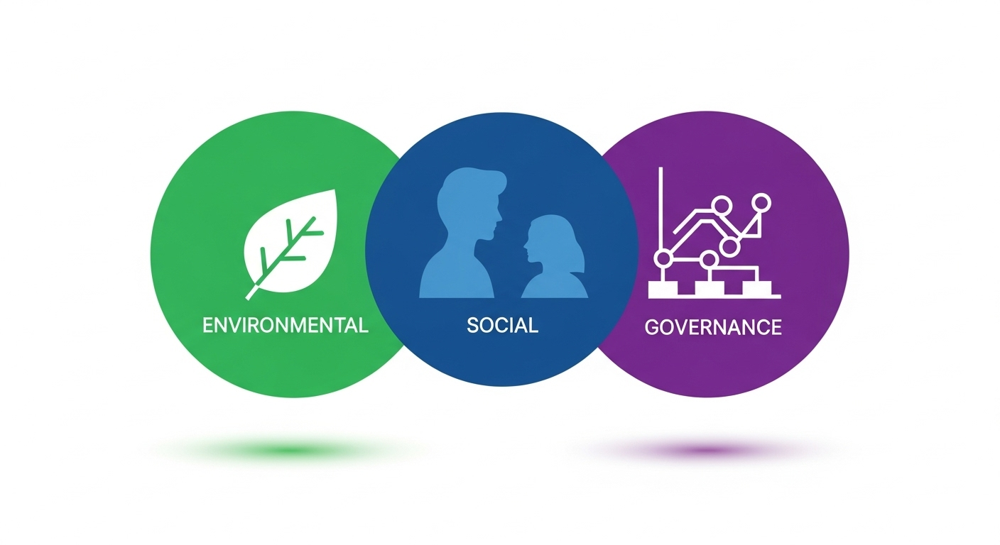 Три компонента ESG: экология, социальная сфера и корпоративное управление